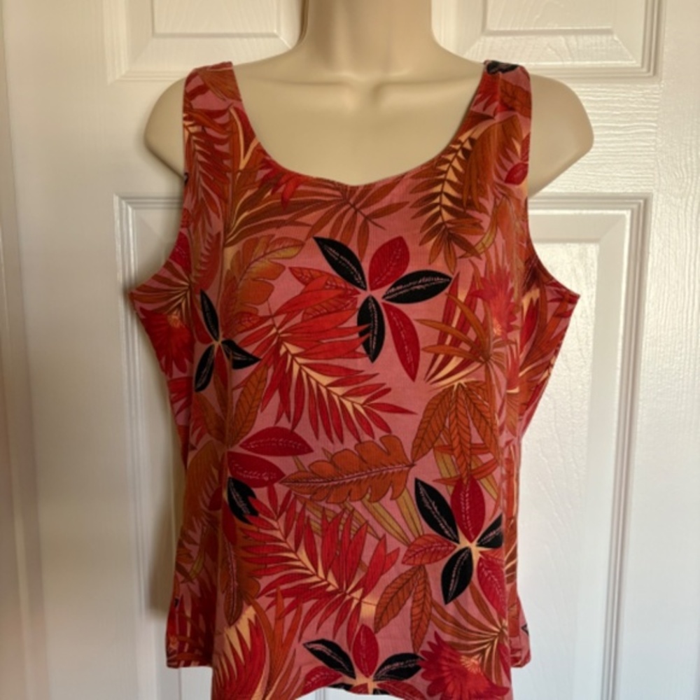 Tommy Bahama Maroon Floral Tank Shelf Bra Size L   NWT
